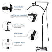 Half Moon Adjustable Lamp for Lashes and Nails - Black